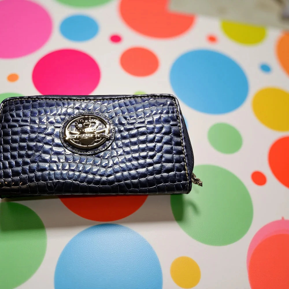Preloved Kathy Van Zeeland Royal Blue/purple Vegan CrocEmbossed Wallet
